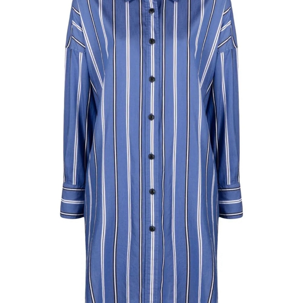 Rag and bone blue white, black striped shirt, dress long sleeve size medium - Picture 3 of 9
